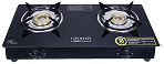 Croma Classic Toughened Glass Top 2 Burner Manual Gas Stove (ISI Certified, Black)